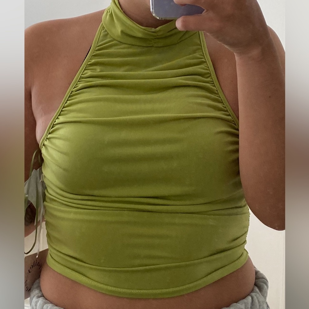 Elegant Green Halter Dress